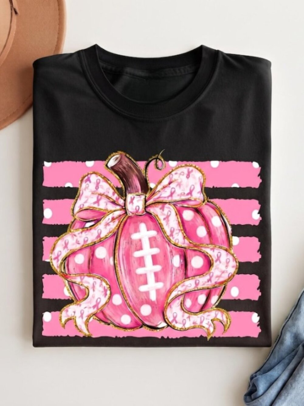 Breast Cancer Pumpkin Striped shirt, Breast Cancer Awareness shirt